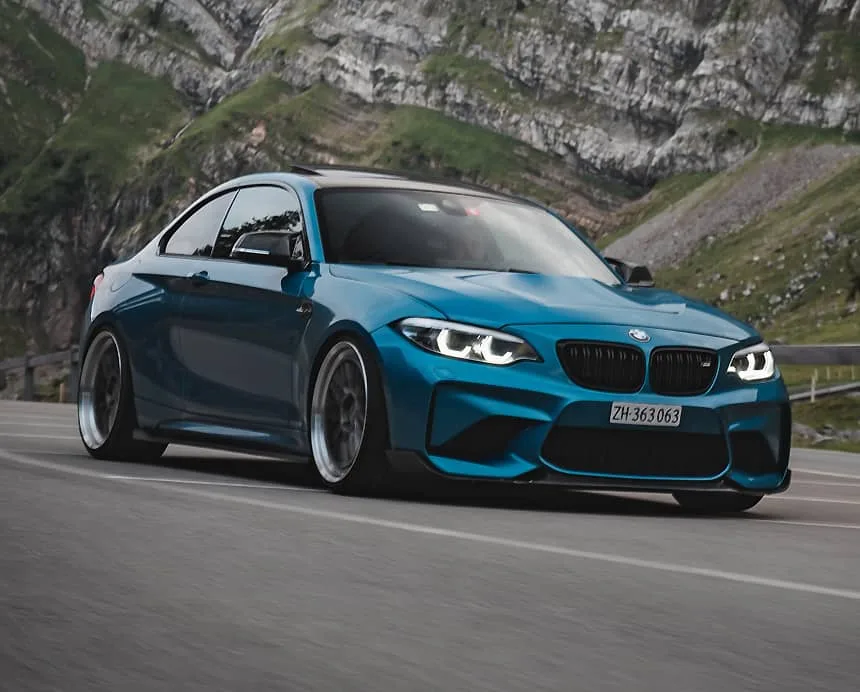 Car Driving through Mountain Pass